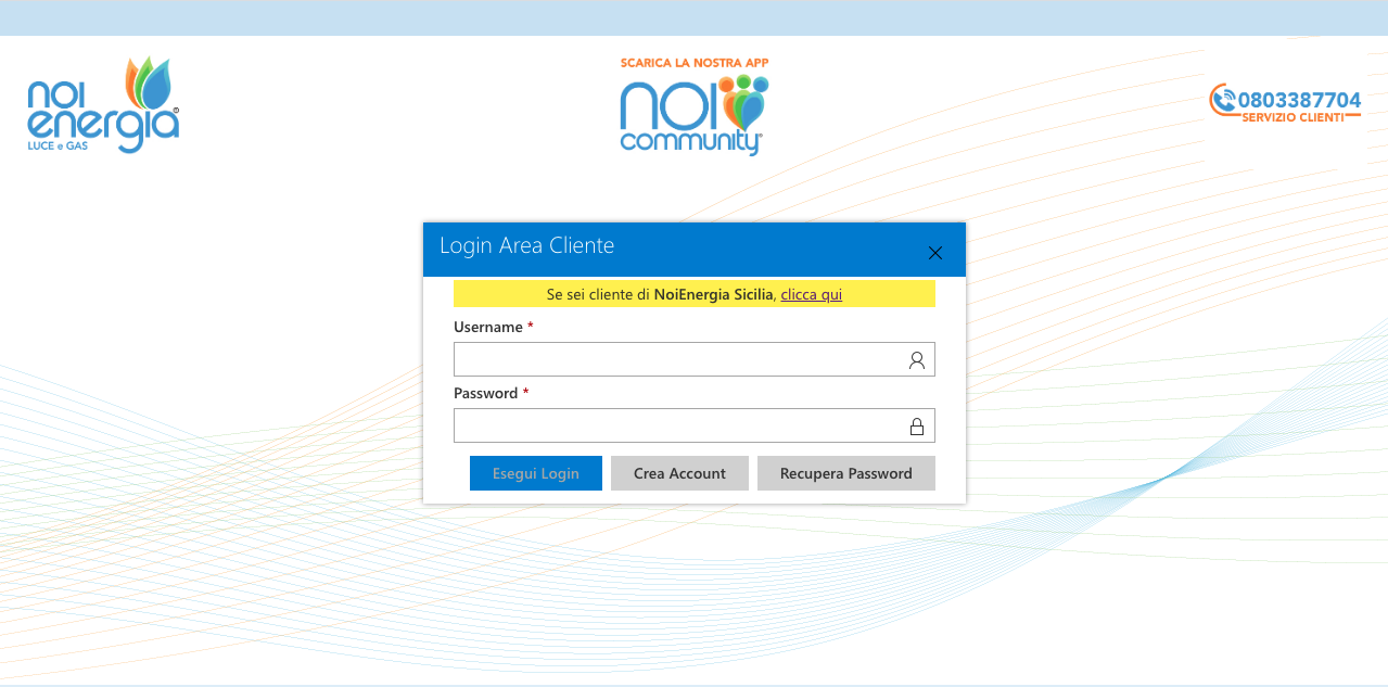 area clienti noienergia